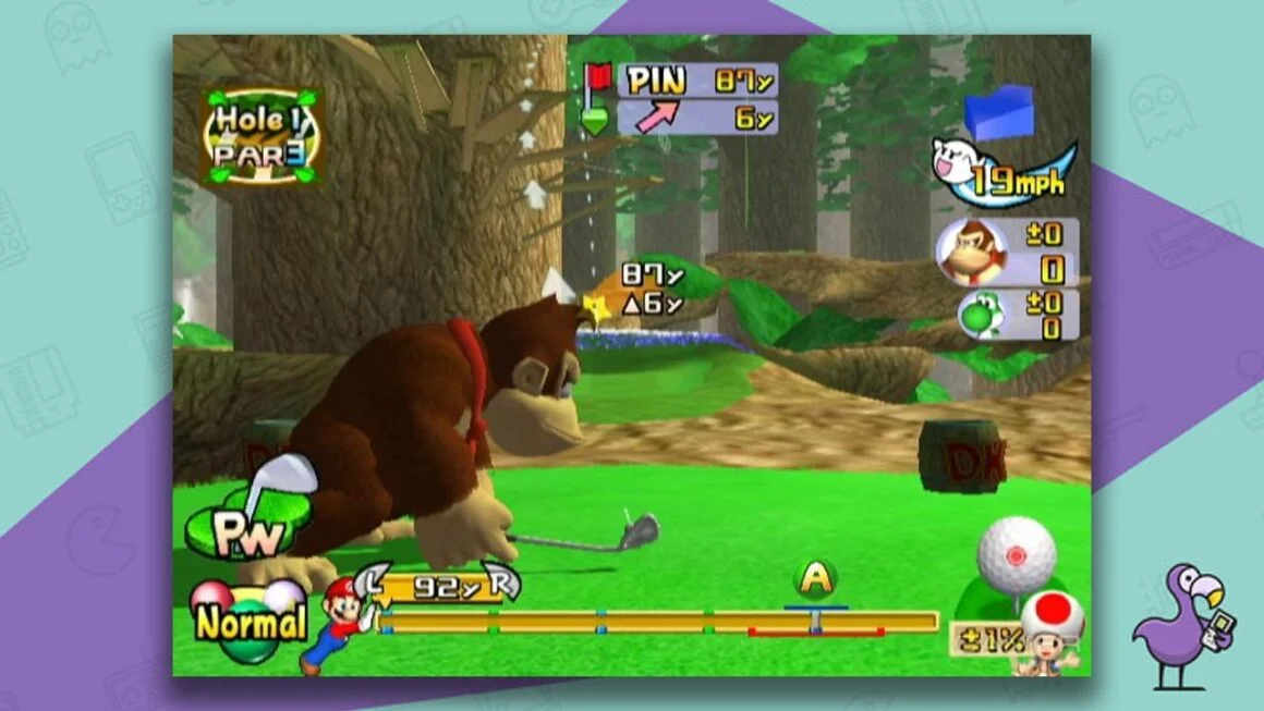 Donkey Kong holding a club in the jungle
