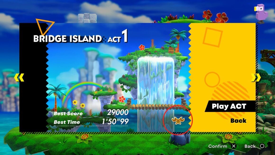 A MENU SCREEN WITH A GOLD ICON HIGHLIGHTED IN A RED CIRCLE - Sonic Superstars Trophy & Achievement Guide