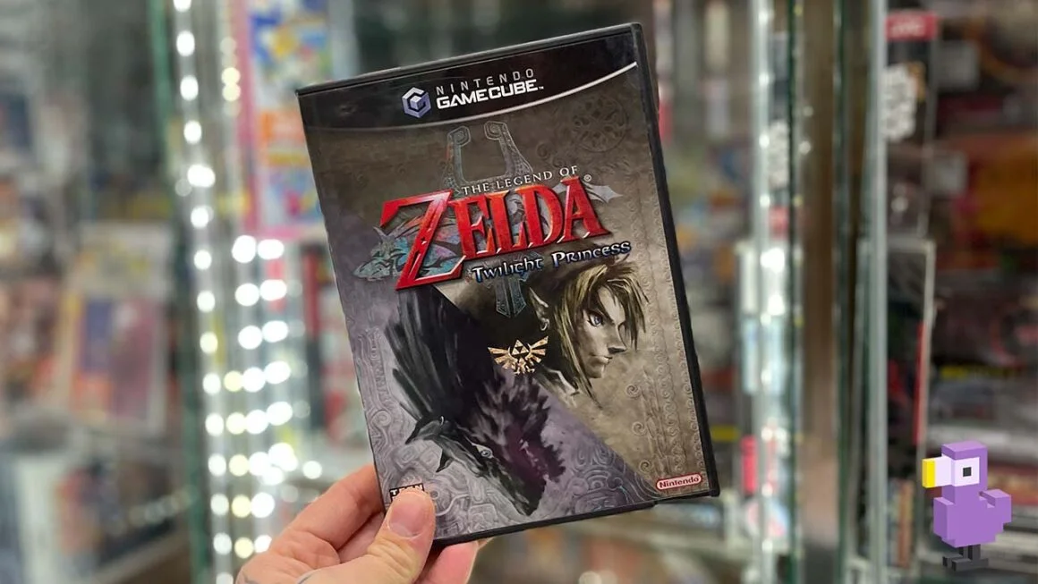 The Legend of Zelda: Twilight Princess gamecube game case held by Seb