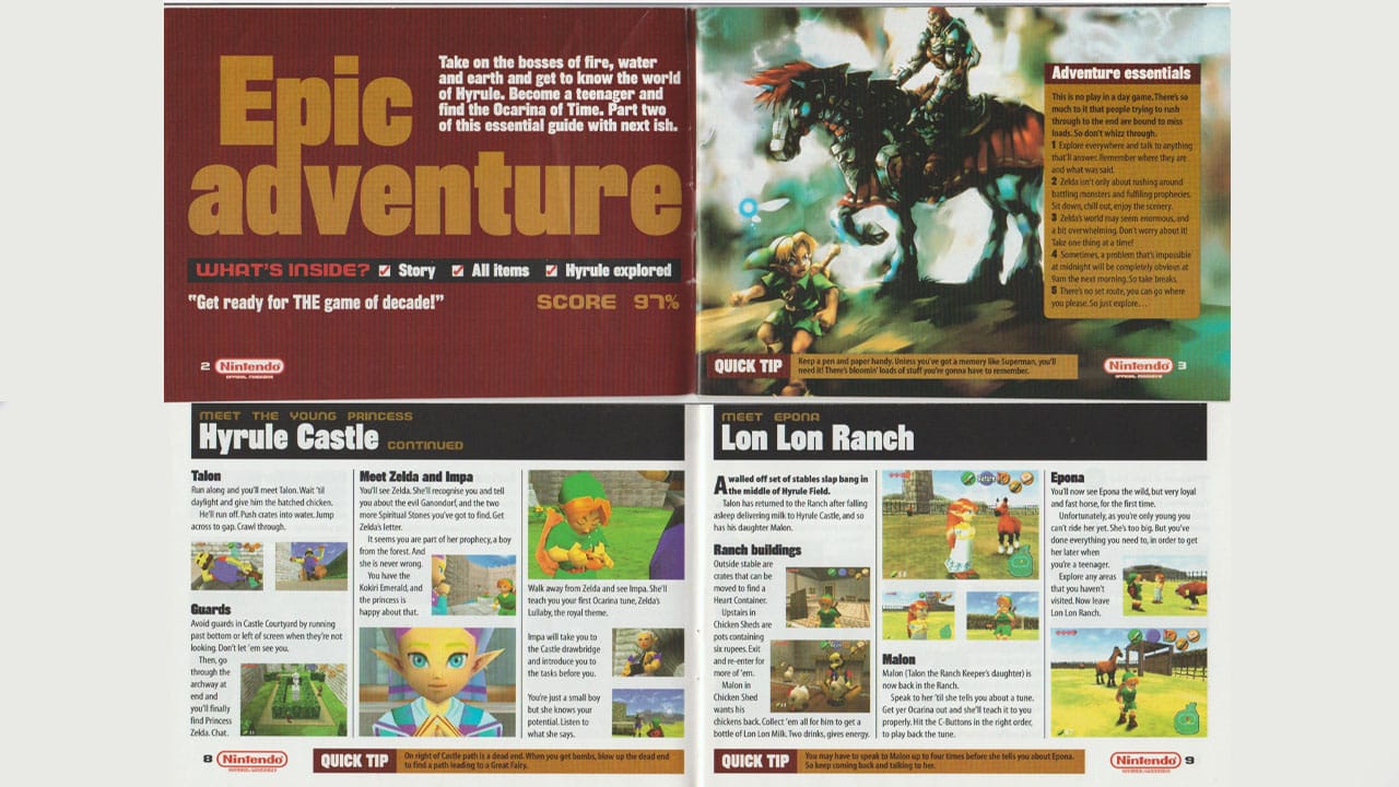 A segment of the Ocarina of Time guide from Nintendo Official Magazine