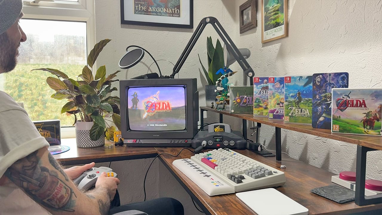 Seb playing Ocarina of Time in his office