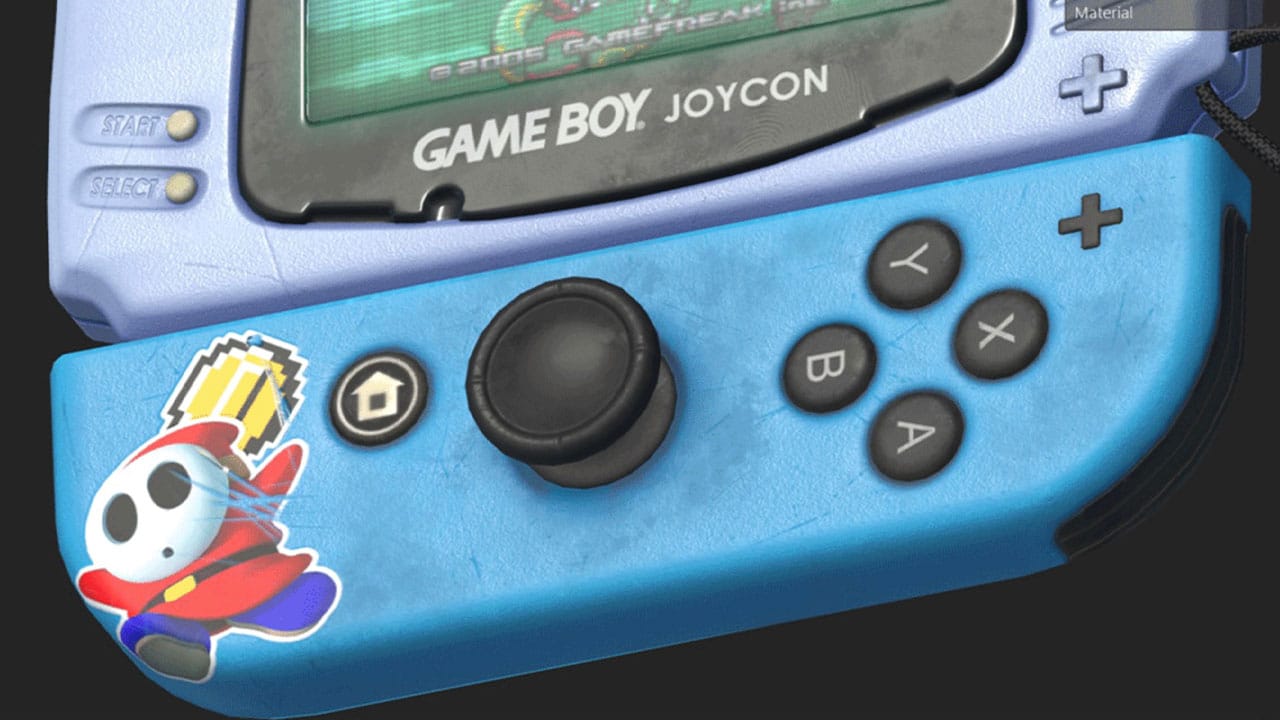 A close up of the texturing on the Game Boy Joy-con concept