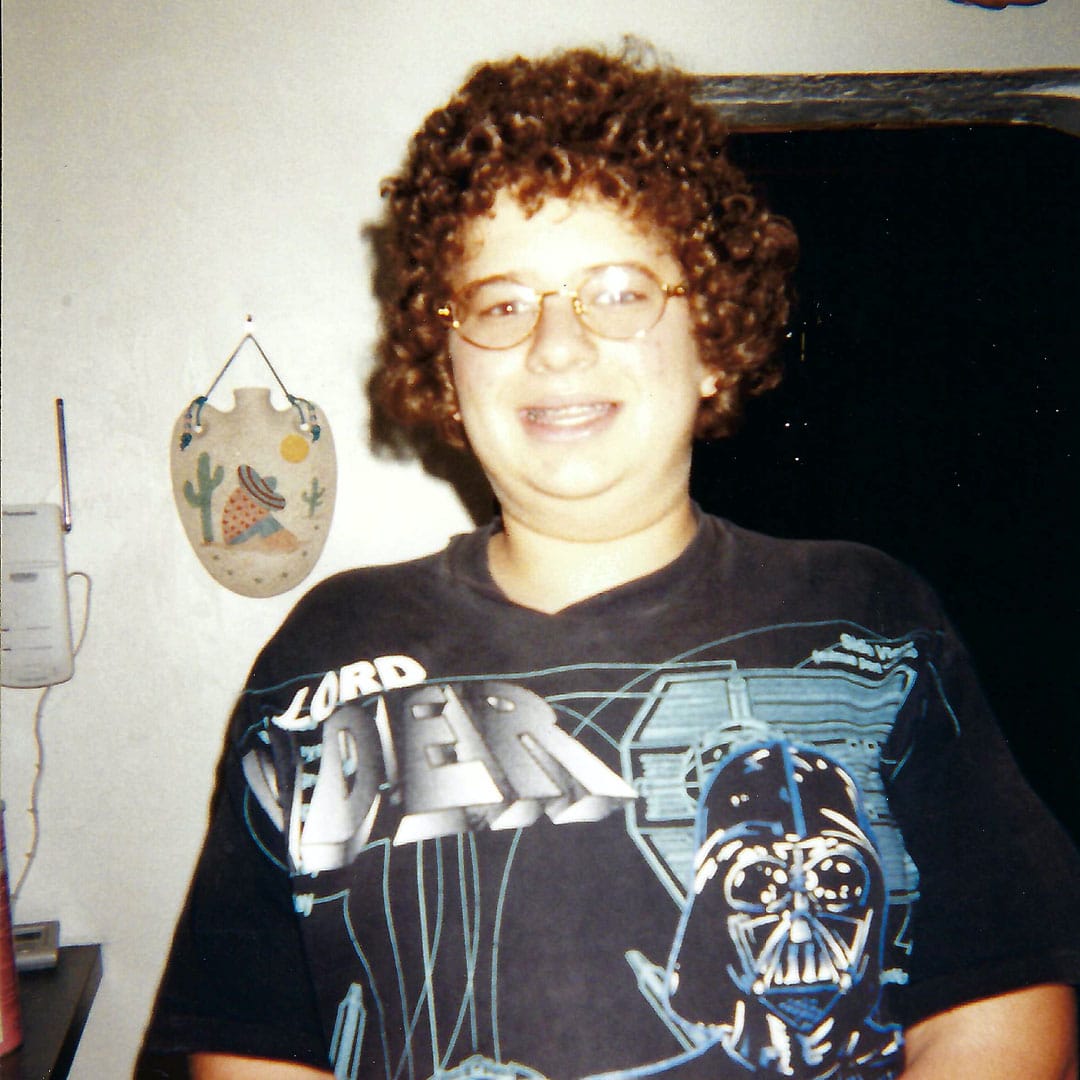 Mmike Drucker wearing a Star Wars tshirt when he was younger