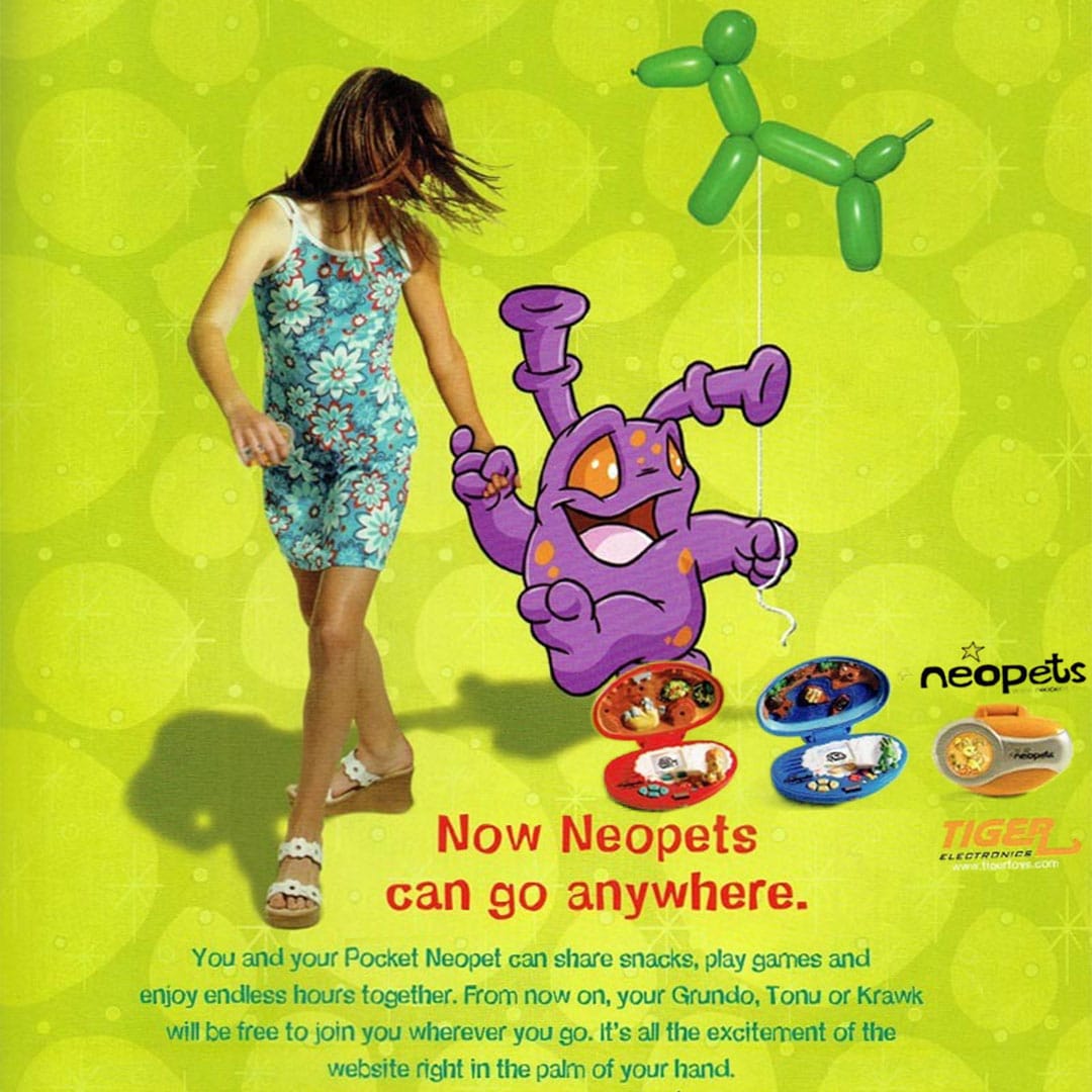 An original Neopets handheld advert