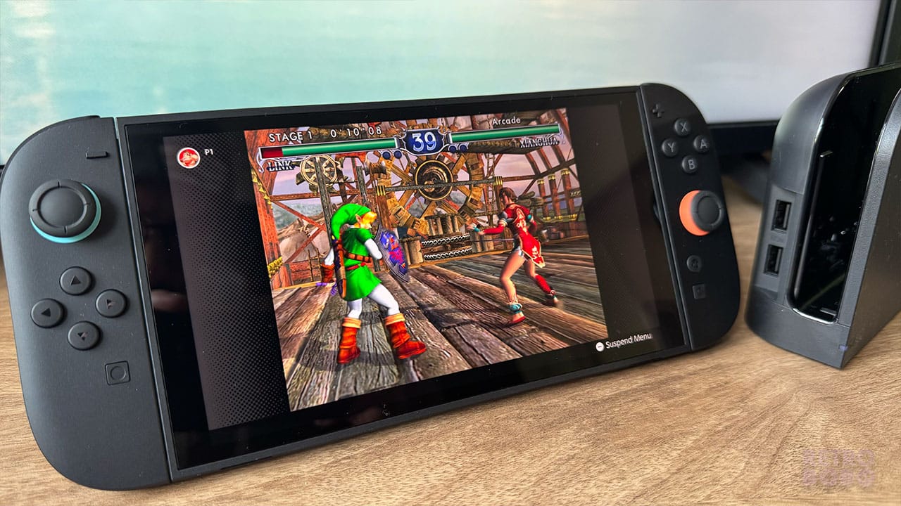 Soul Calibur gameplay on Switch 2 handheld