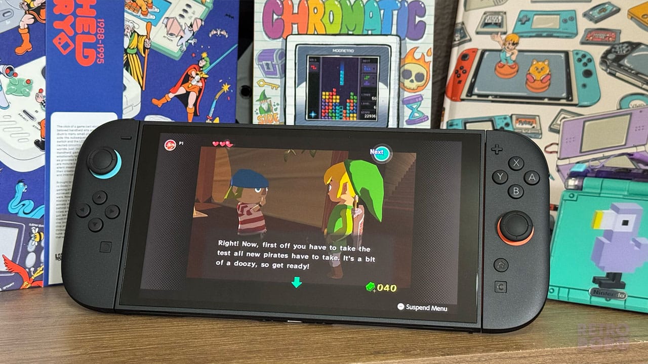 Link talking to a crewmate in the ship