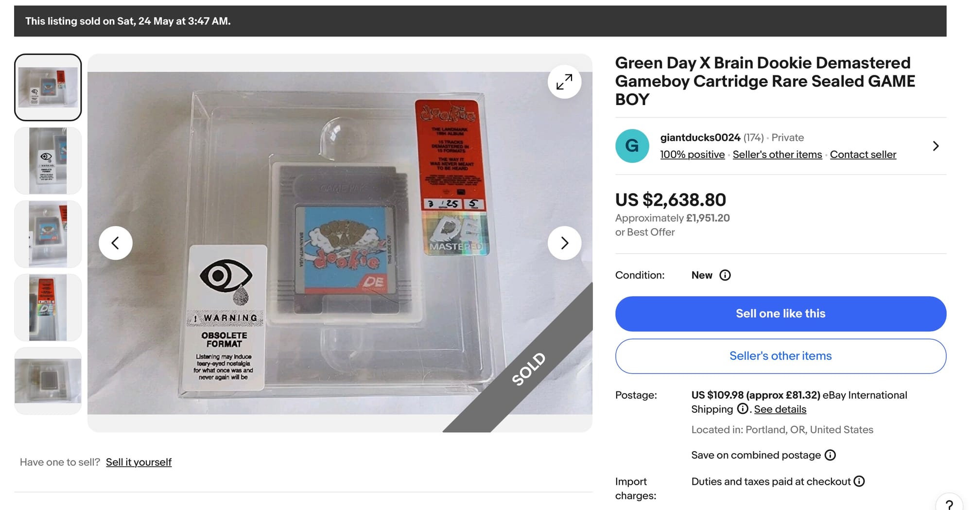 A screenshot of the eBay listing