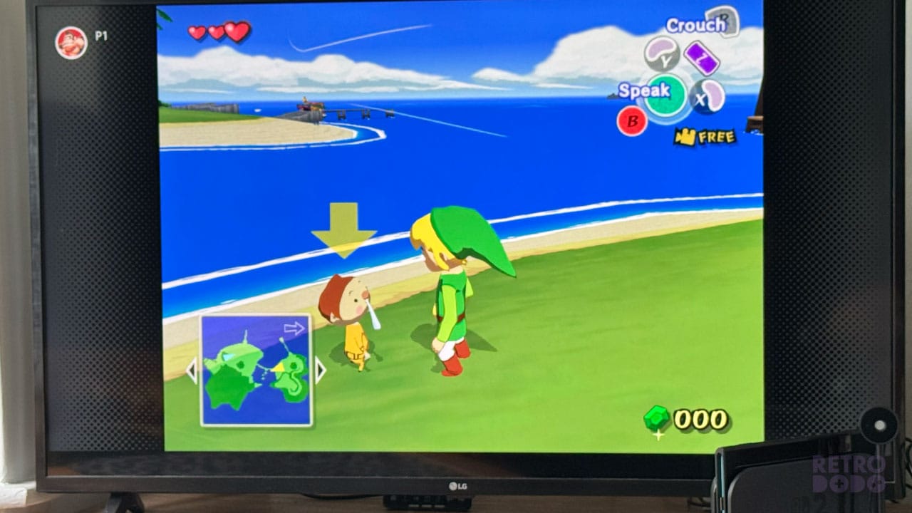 Link talking to a child with snot coming oout of his nose