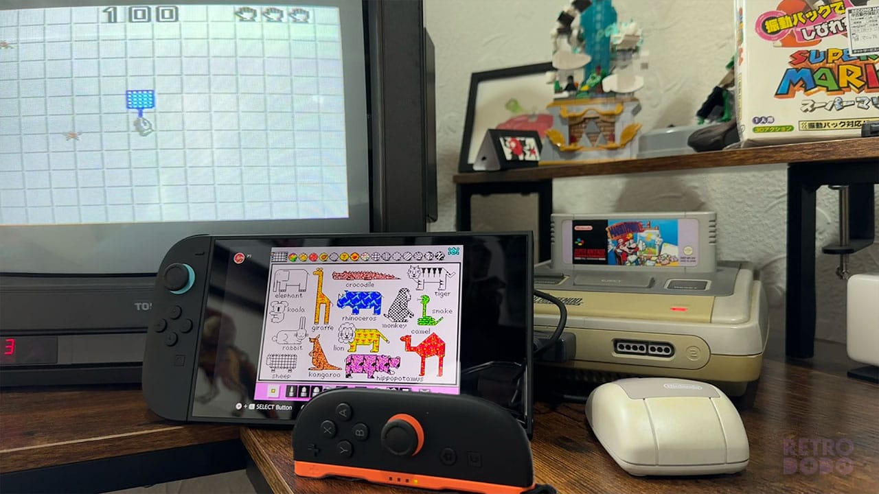 Seb's Switch 2 and SNES both playing Mario Paint