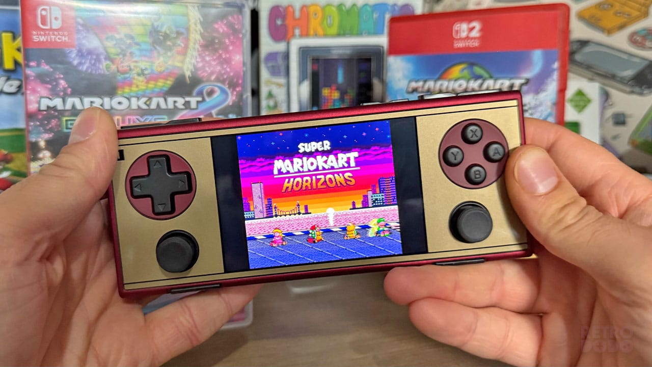 Super Mario Horizons home screen on the AYANEO Pocket Classic