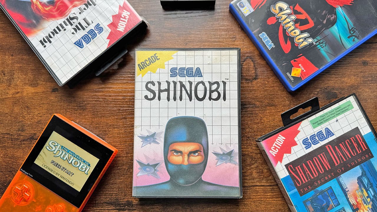 The original Shinobi game surrounded by older games