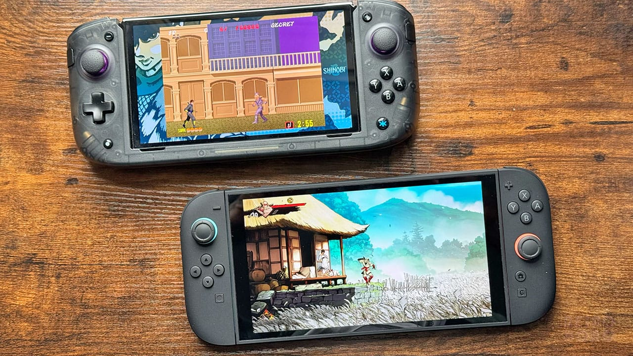 Graphics comparison between the original Shinobi and SHINOBI: Art of Vengeance, both on Switch consoles