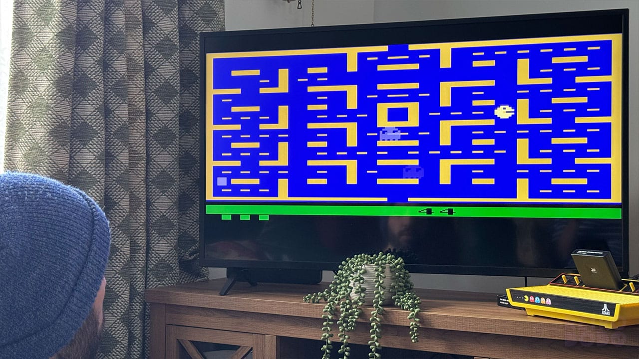 Seb playing PAC-MAN 2600 (colour)