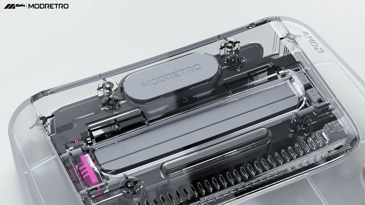 Cartridge eject slot and cartridge port on the white M64