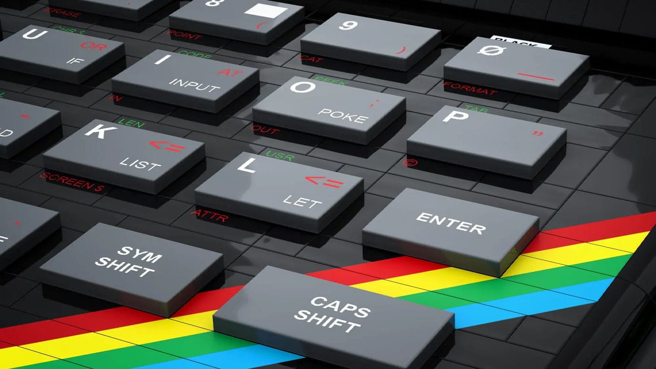 Close up of the keys on the LEGO ZX Spectrum