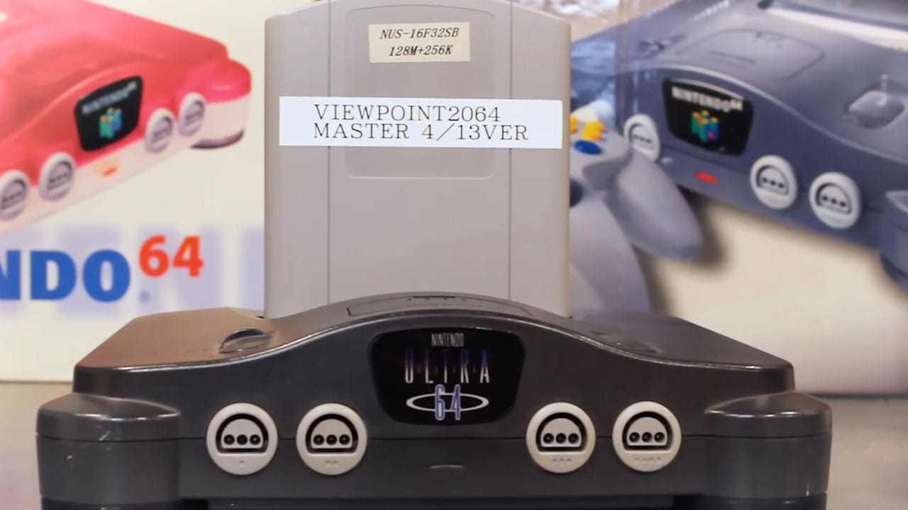 An image of a large N64 cartridge in an N64 Ultra