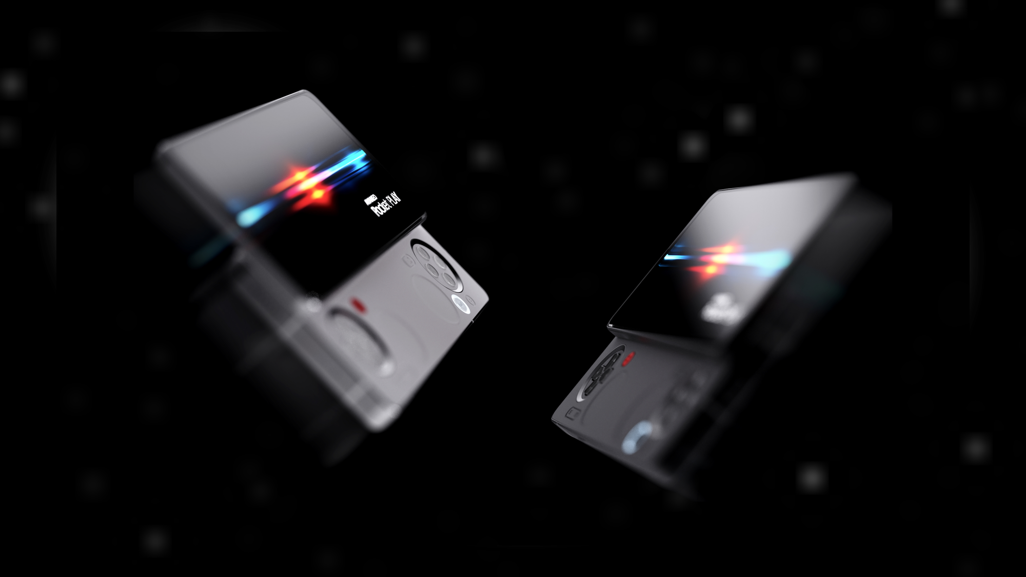 Blurred imaged of the Pocket PLAY in black and white variants