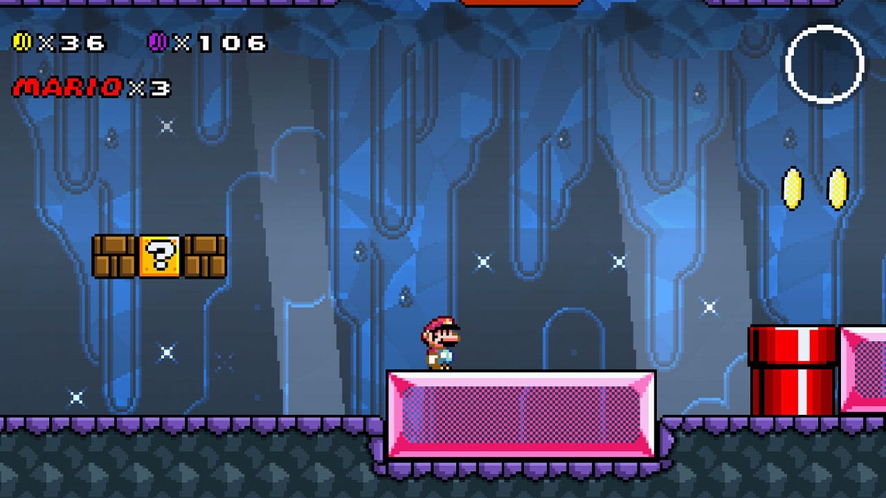 Small Mario in a cave level