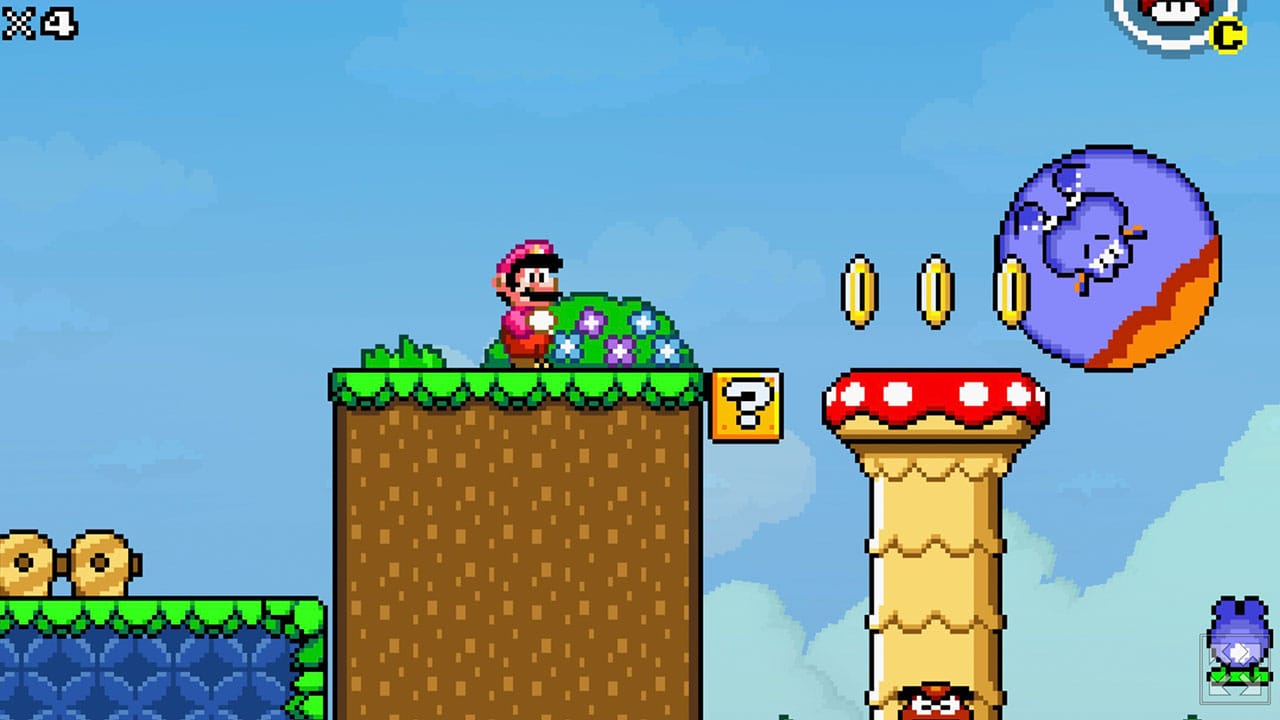 Mario with with a floating hippo nearby