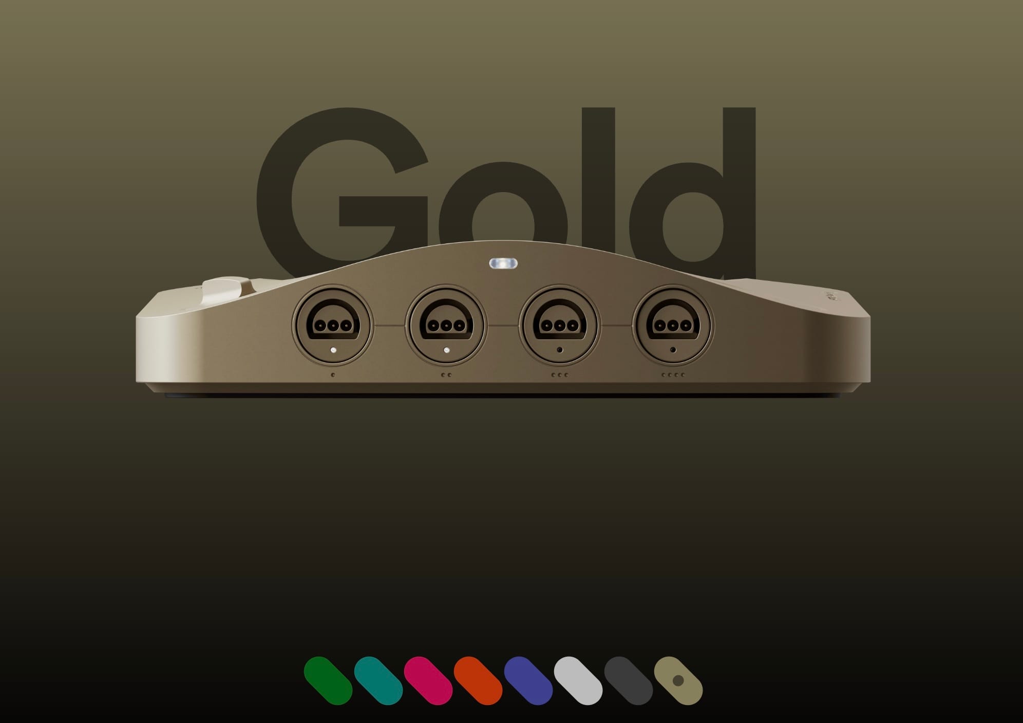 A gold Analogue 3D console