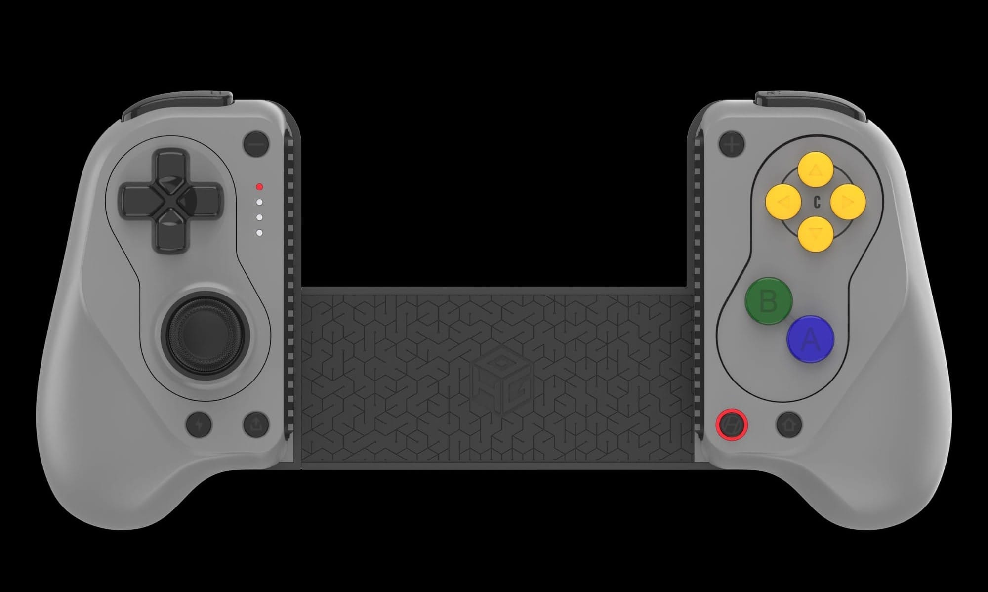 Grey mobile controller with N64 button layout