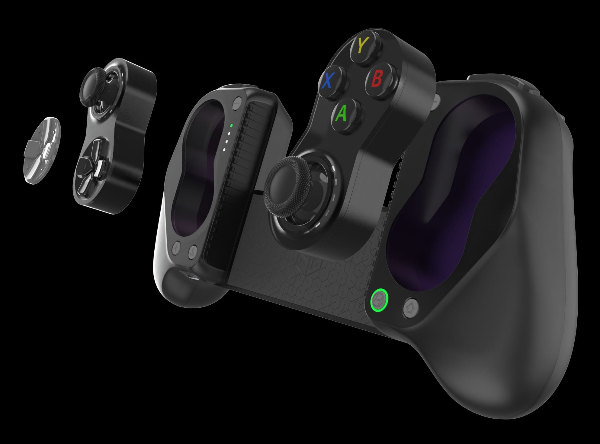 Image of a modular controller with parts popping away from the casing