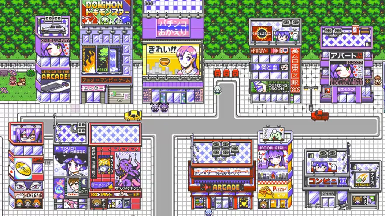 A top-down view of a city from the game Dokimon: Quest