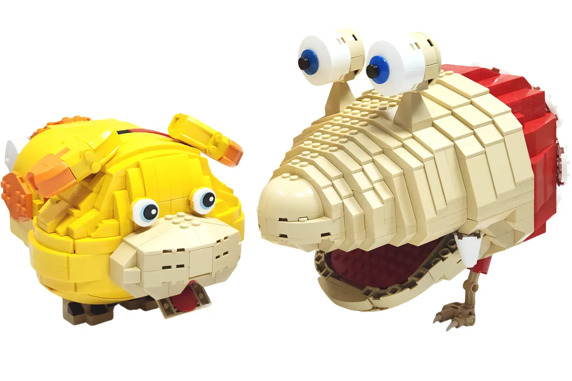 Oatchie and a Red Bulborb made from LEGO