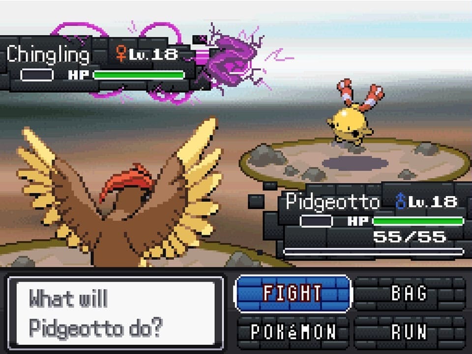 Pidgeotte vs Chingling in Pokémon Iritum