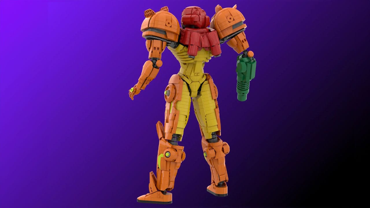Rear view of the Metroid Varia Suit LEGO set