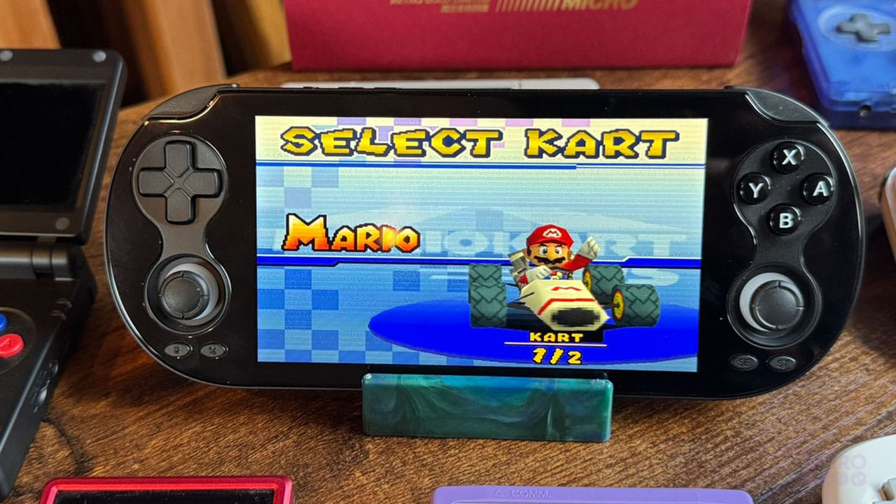 Mario in the B-Dasher on Mario Kart DS