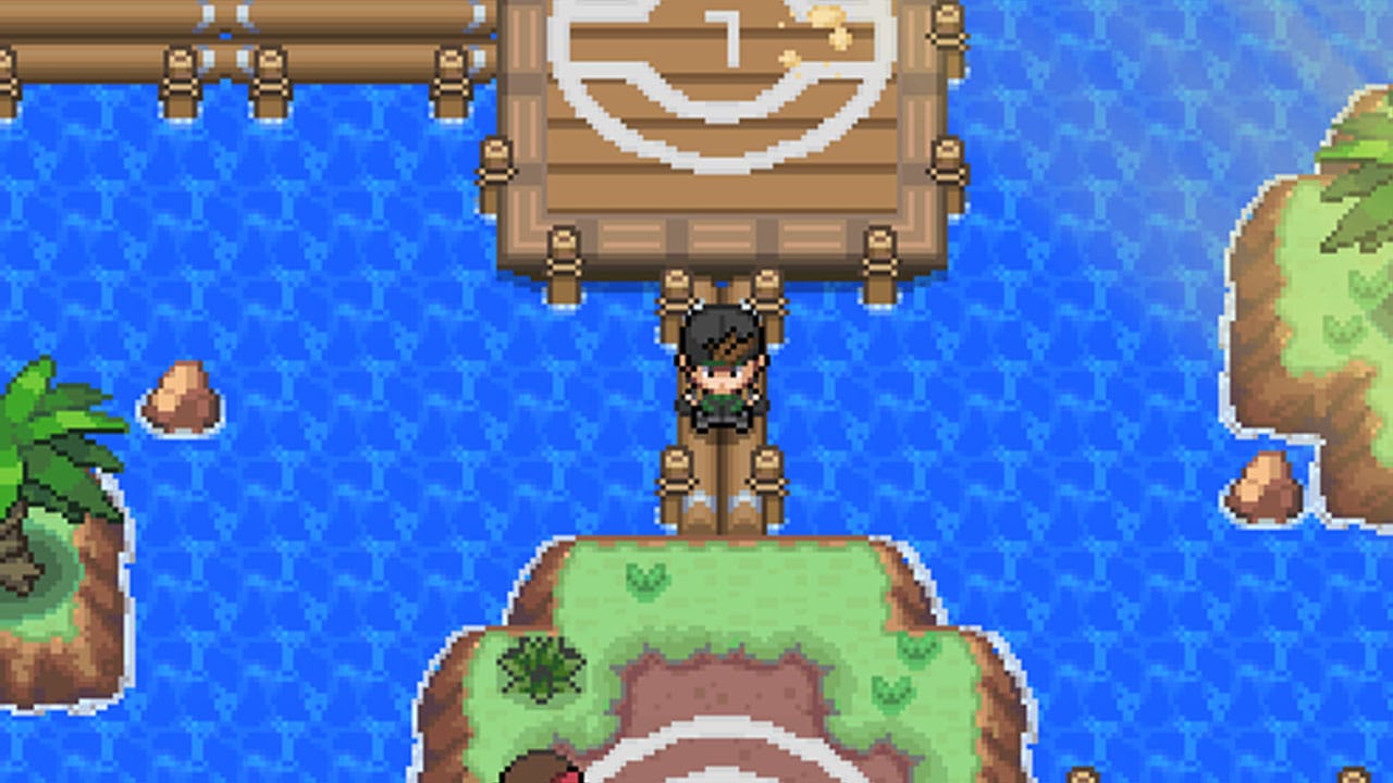 Male character on a bridge in Pokémon Dark Horizons