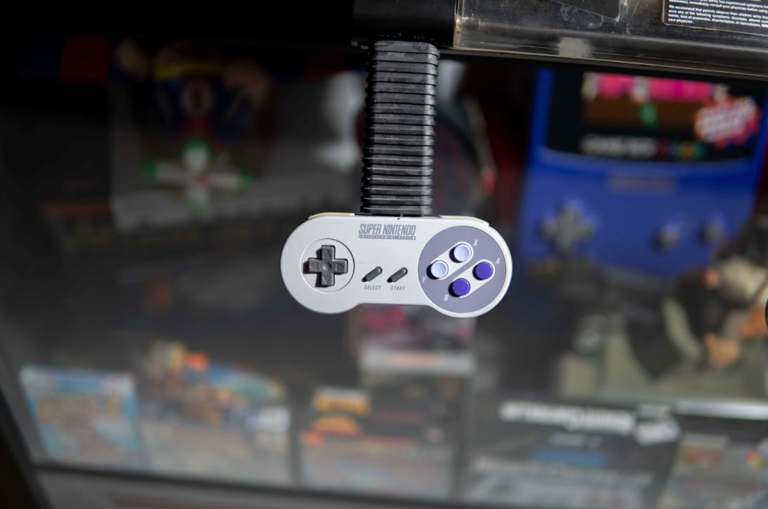 SNES Controller on a mount arm