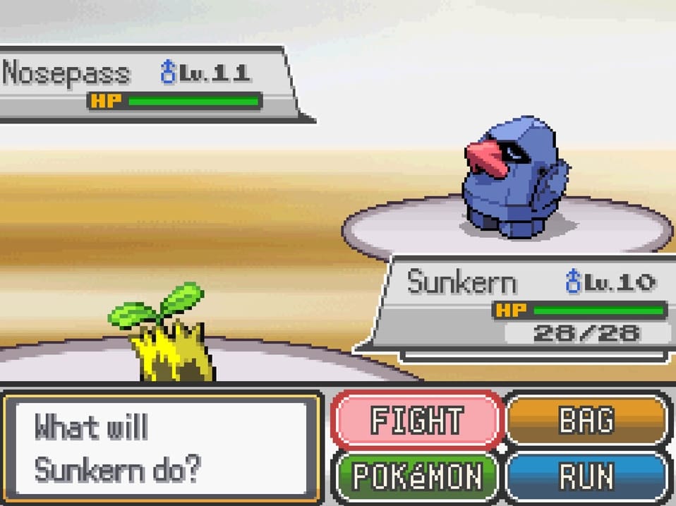 Nosepass vs Sunkern battle