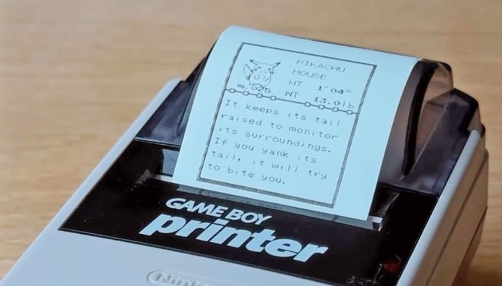 A Game Boy Printer with a Pokédex entry for Pikachu on it 
