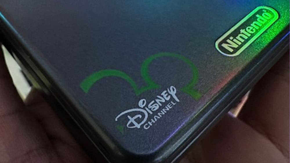 Close up of the Graphite/Black GBA SP Disney Channel edition