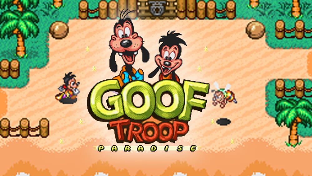 Goof Troop Paradise logo and beach level