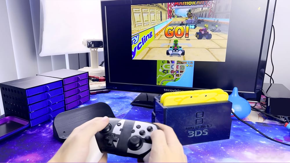 Playing a Nintendo 3DS with a Switch Pro Controller while the 3DS is docked and connected to a TV