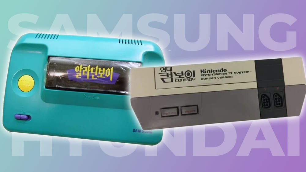 A Master System console and a NES rebranded by Samsung and Hyundai