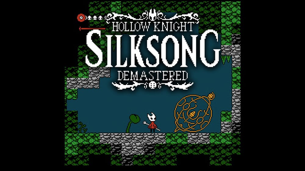 Title and opening scene of Hollow Knight Silksong NES demake