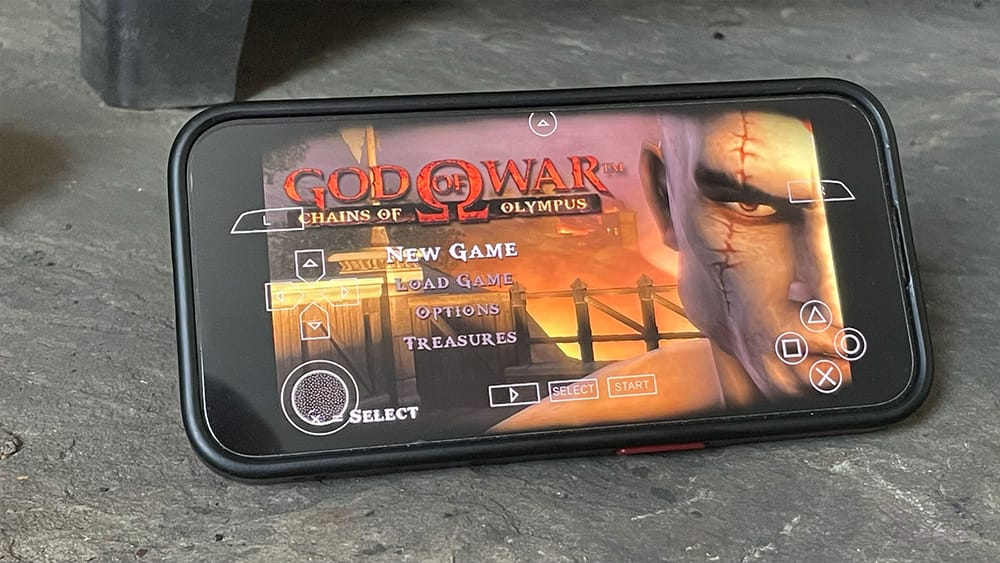 Seb's iPhone playing God of War on PPSSPP