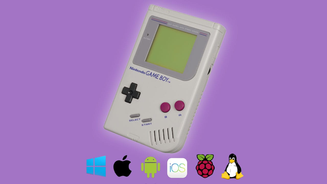 A Game Boy with a selection of operating systems underneath