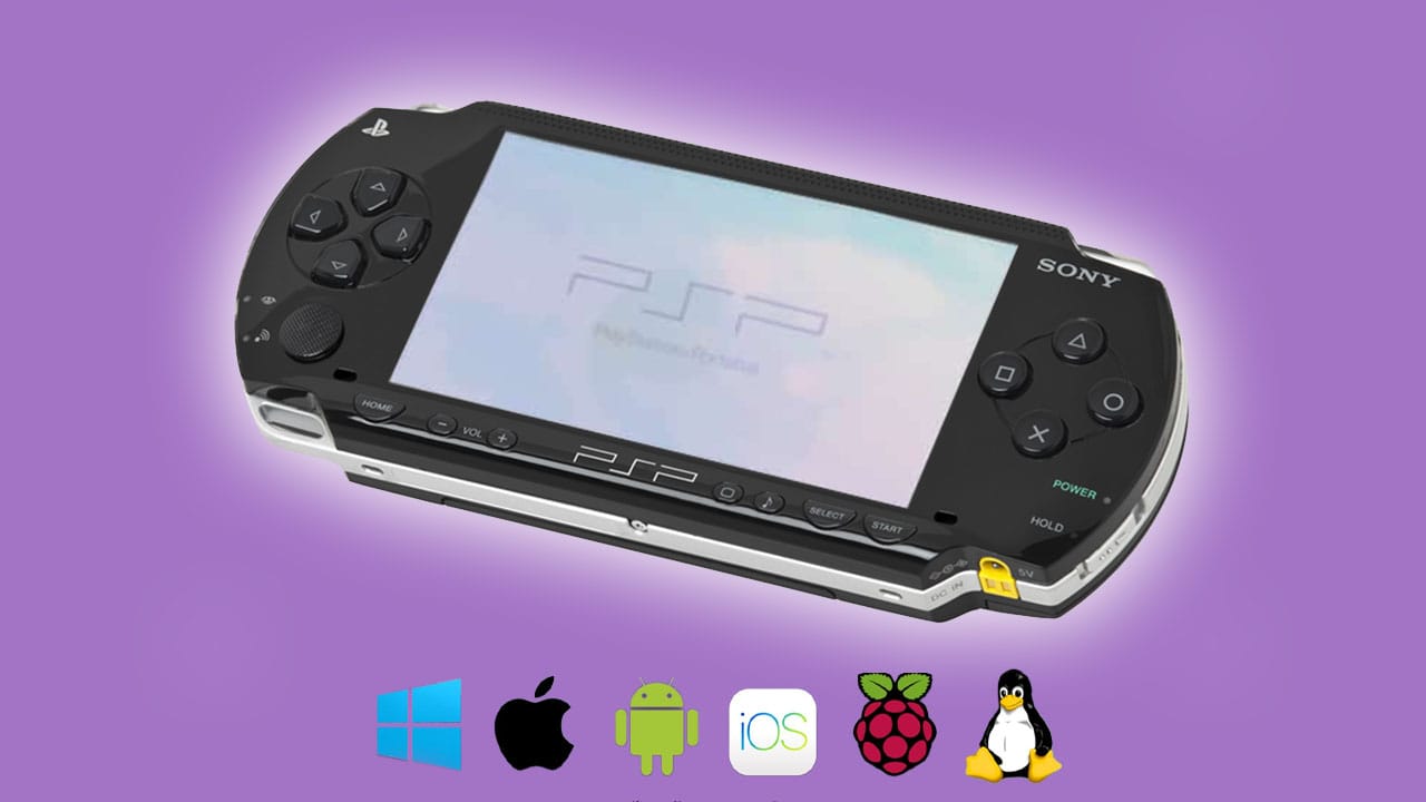 A PSP console with a selecrtion of operating symbols underneath