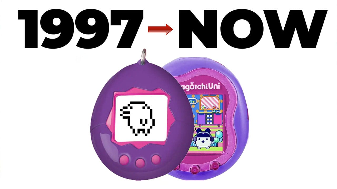 A Tamagotchi from 1997 compared to one from today