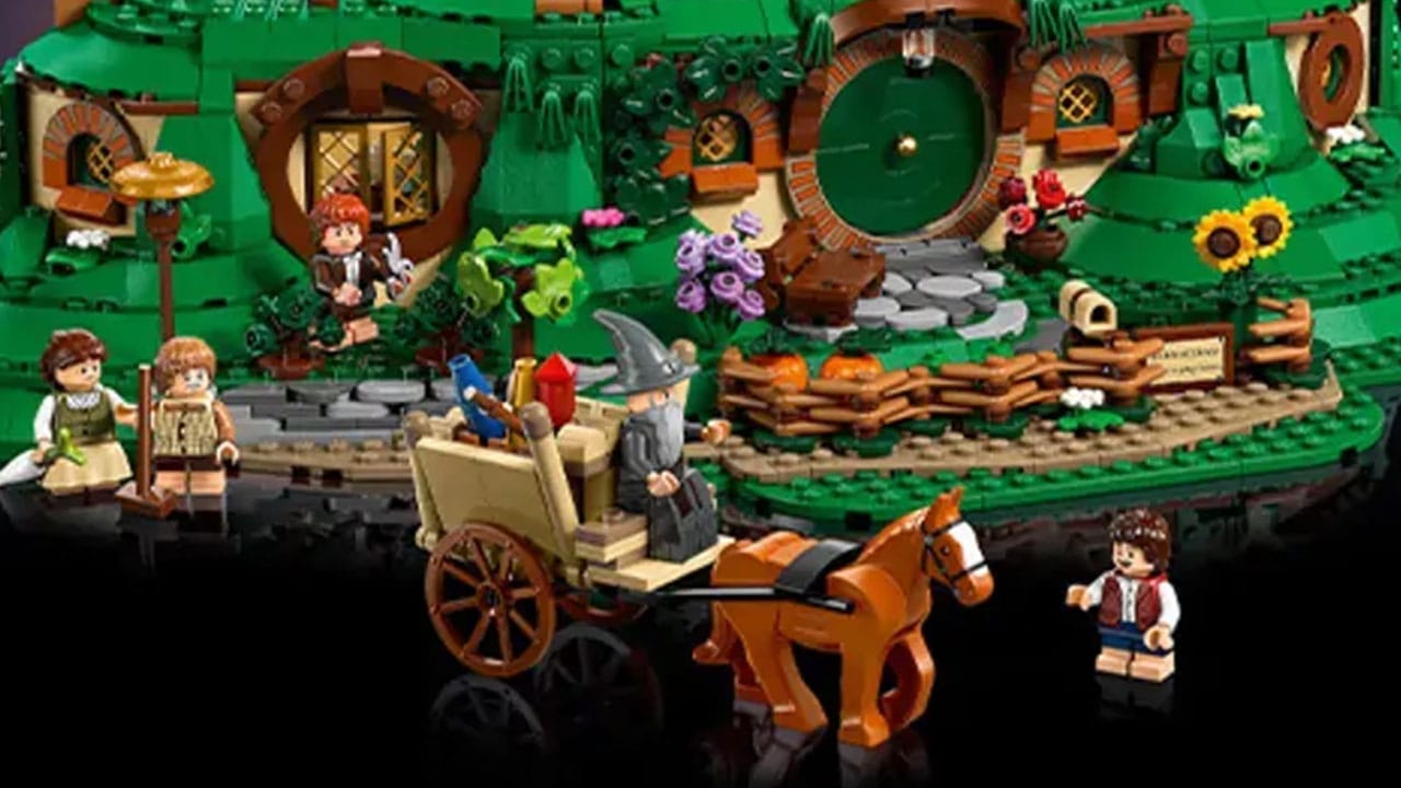 A close up of the LEGO LOTR shire set