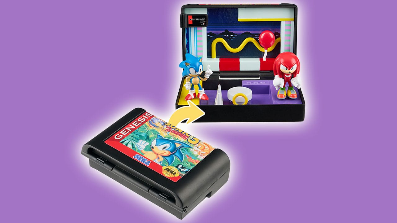 Folding Sega Cartridge with sonic and knuckles inside
