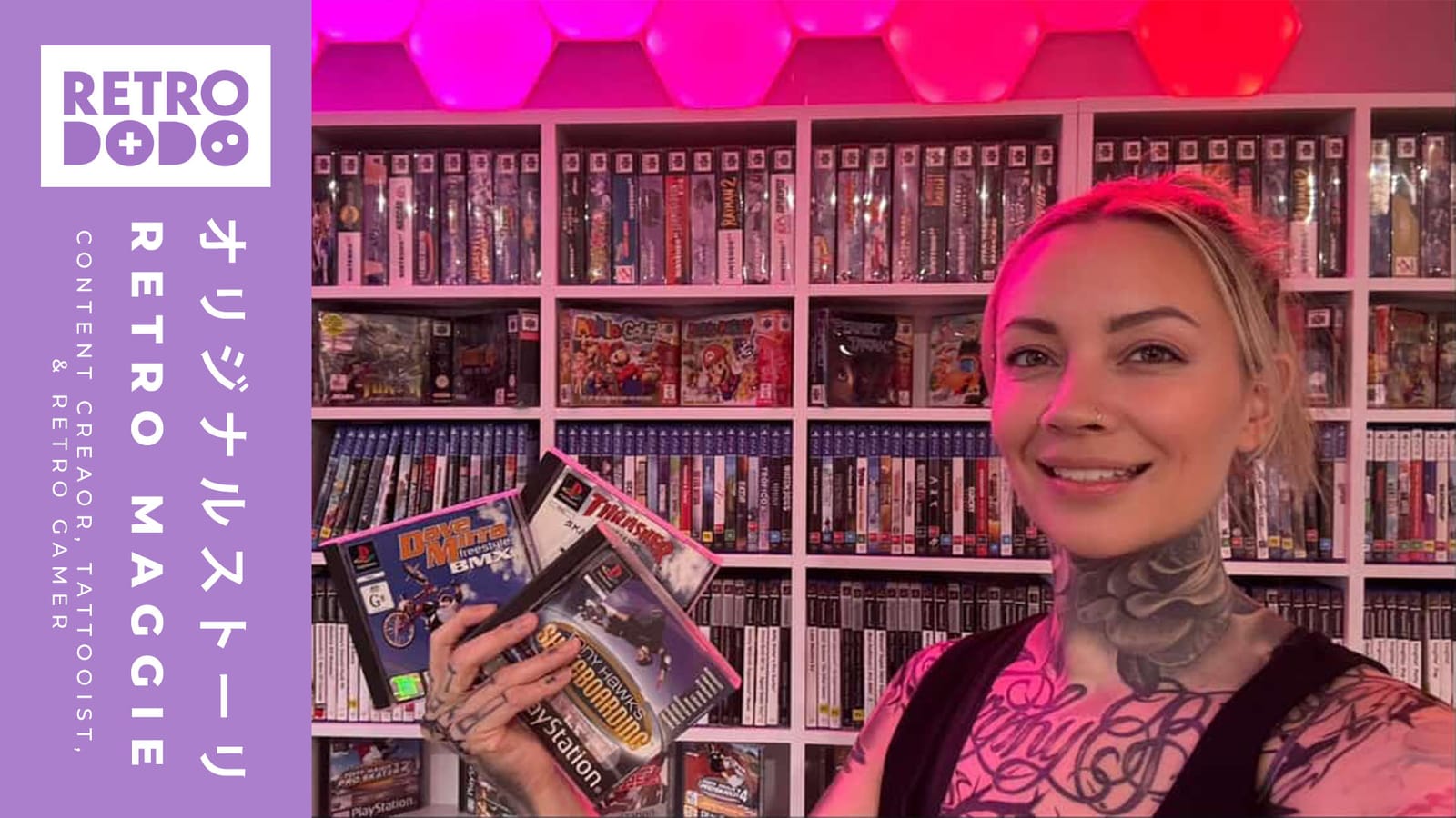 Maggie Brennan holding PS1 games
