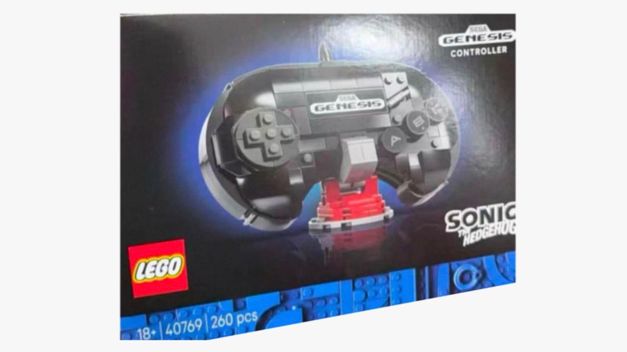 Image of a LEGO Box with a Sega controller on the front of it made out of LEGO