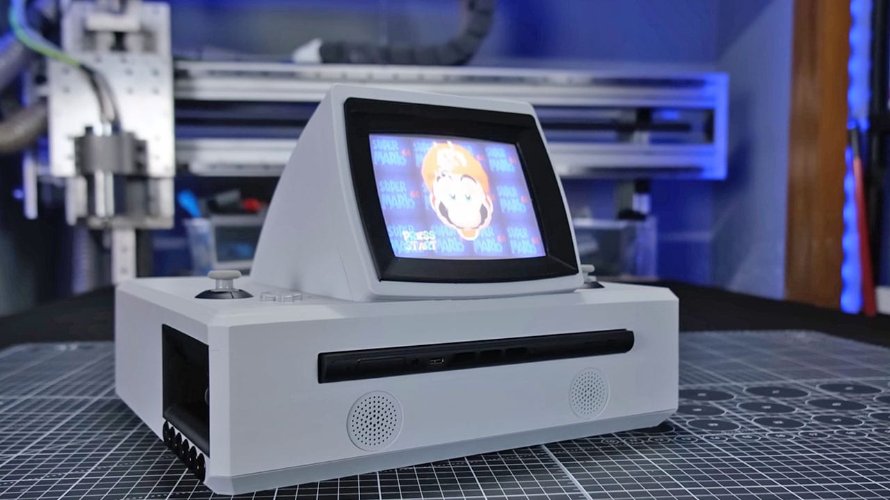 Portable CRT dock for Switch 2 showing Mario 64