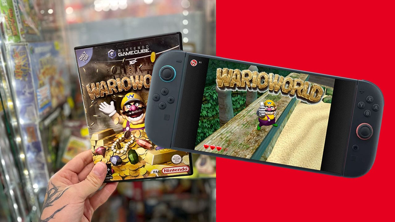 The GameCube version of Wario World (left) and on the Switch 2 (right)